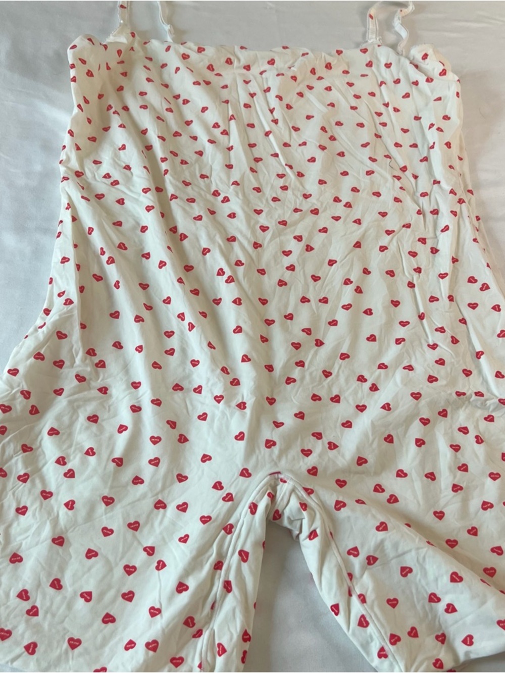 Skims White Red Heart Print Romper Bodysuit Size 4X NWOT